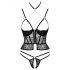 Abierta Fina - tanga et corset ouverts (noir) - L