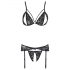 Cottelli - ensemble de lingerie en dentelle ouverte (noir)