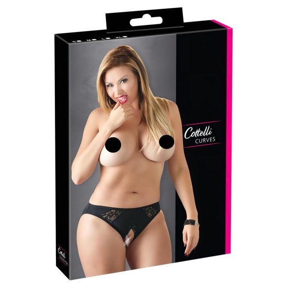 Cottelli Grande Taille - culotte en dentelle ouverte (noir)