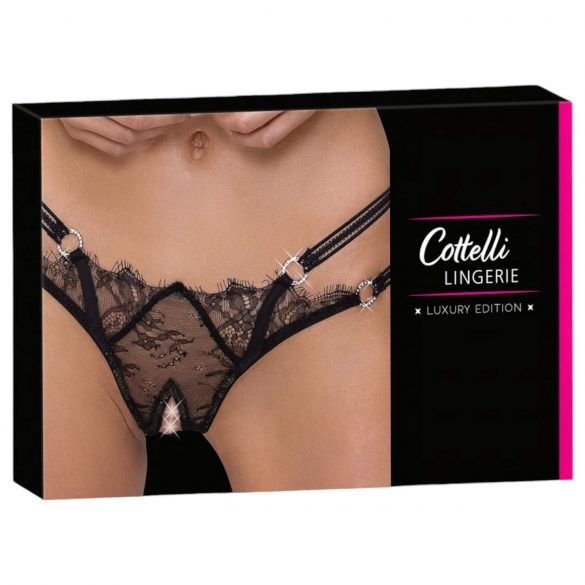 Cottelli - string luxueux, ouvert, à anneaux (noir)