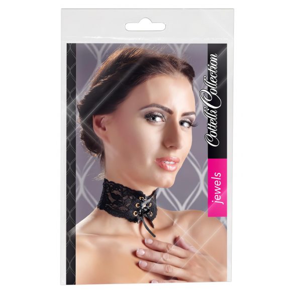 Cottelli - Large collier en dentelle à lacets (noir)