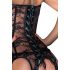 Corset Noir - Dentelle et Jarretelles (Noir) - L