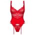 Obsessive Amor Cherris - ensemble en dentelle avec porte-jarretelles (rouge) - L/XL