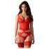 Obsessive Cupide Desir - ensemble en dentelle transparente (rouge) - L/XL