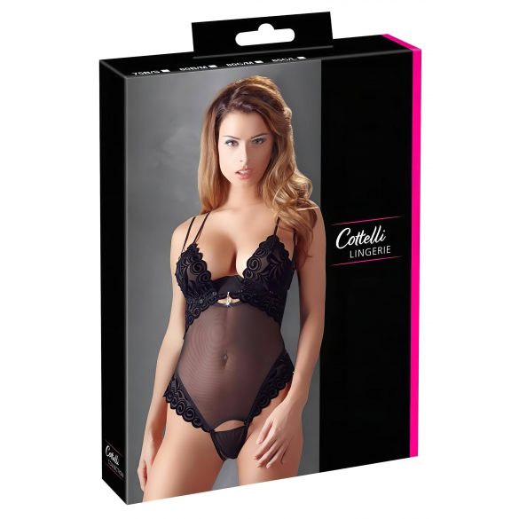 Cottelli - Body en velours ajustable (noir) - 80B/M