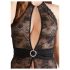 Abierta Fina - charme de dentelle florale - body (noir) - L