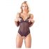 Cottelli - body ouvert en dentelle avec perles (noir)