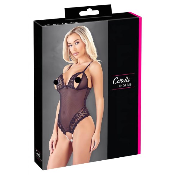 Cottelli - body ouvert en dentelle avec perles (noir) - M