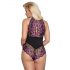 Cottelli Plus Size - Body fleuri (noir-violet)