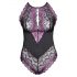 Cottelli Plus Size - Body fleuri (noir-violet)