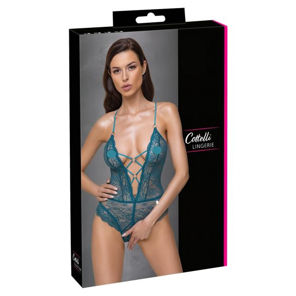 Cottelli - body ouvert en dentelle à lacets (vert) - XL