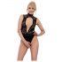 Abierta Fina - body ouvert en dentelle avec strass (noir)