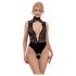 Abierta Fina - body ouvert en dentelle avec strass (noir) - M