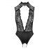 Abierta Fina - body ouvert en dentelle avec strass (noir) - M