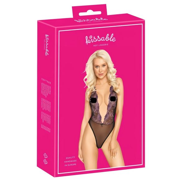 Embrassable - Body noir avec broderie rose