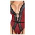 Abierta Fina - body ouvert avec porte-jarretelles (noir-rouge)