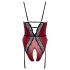 Abierta Fina - body ouvert avec porte-jarretelles (noir-rouge)