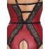 Abierta Fina - body ouvert avec porte-jarretelles (noir-rouge) - M