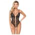 Abierta Fina - body ouvert en dentelle avec strass (noir-doré) - M