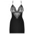 Obsessive 828-CHE-1 - robe à bretelles strass avec string (noir) - L/XL