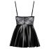 Noir - Robe brillante avec haut en dentelle (noir) - M