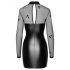 Noir - robe brillante avec haut transparent (noir) - M