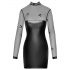 Noir - robe brillante avec haut transparent (noir) - XL