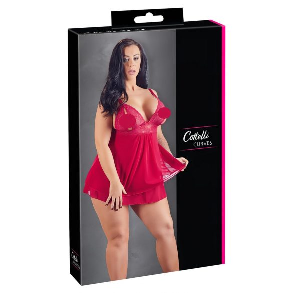 Cottelli Plus Size - babydoll en dentelle légère (rouge)