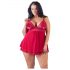 Cottelli Plus Size - babydoll en dentelle légère (rouge) - 2XL