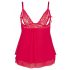 Cottelli Plus Size - babydoll en dentelle légère (rouge) - 2XL