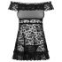 Obsessive Flores - babydoll froufrous et fleurs avec string (noir) - L/XL