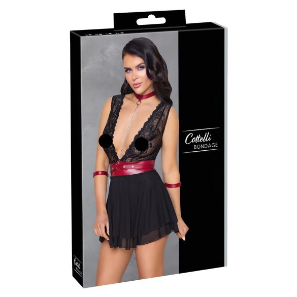 Cottelli Bondage - Babydoll en dentelle avec tour de cou (noir) - XL