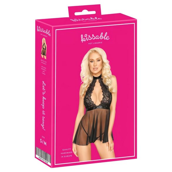 Baiser - babydoll en dentelle noire - L/XL