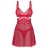 Obsessive Cupide Desir - Ensemble de nuisette en dentelle transparente (rouge) - L/XL