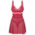 Obsessive Cupide Desir - Ensemble de nuisette en dentelle transparente (rouge) - L/XL