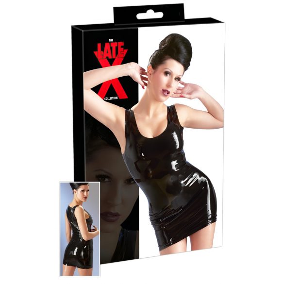 Latex – robe mini sans manches (noir) - S