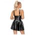 Robe courte en latex avec jupe à volants (noire) - M