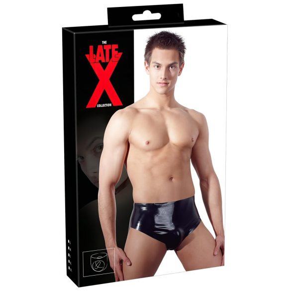 LATEX - slip homme avec plug anal conique (noir) - L