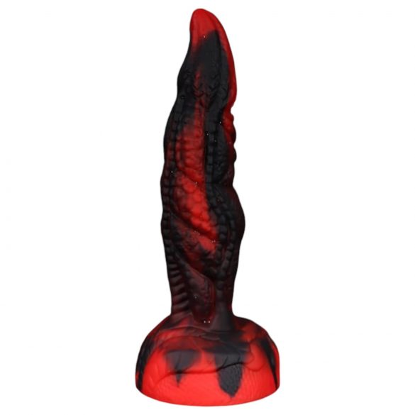 OgazR Hell Dong - gode avec ventouse rainuré - 20 cm (noir-rouge)