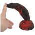 OgazR Hell Dong - gode avec ventouse rainuré - 20 cm (noir-rouge)