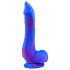 Inkipus - gode en silicone avec scrotum - 18 cm (bleu-rose)