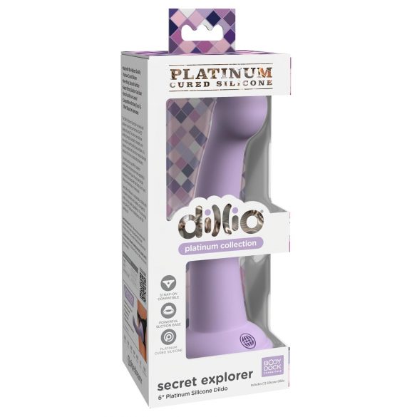 Dillio Secret Explorer - godemichet ventouse avec gland (17 cm) - violet