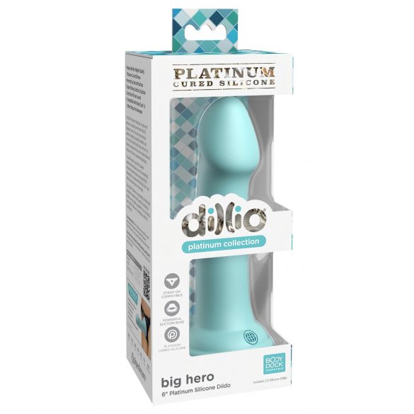 Dillio Big Hero - godemichet à ventouse (17 cm) - turquoise