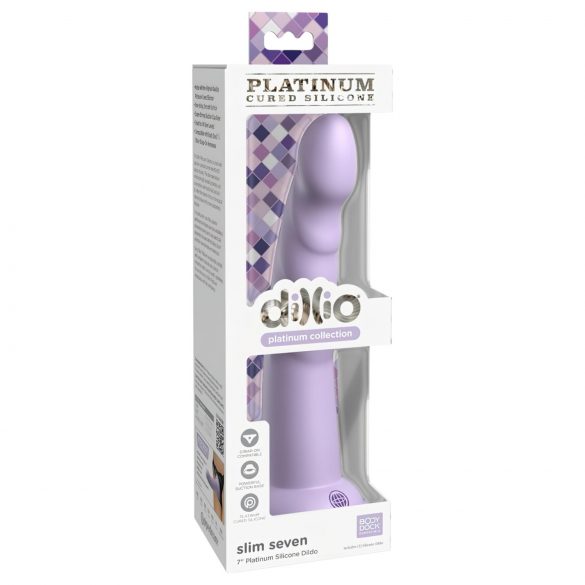 Dillio Slim Seven - godemichet stimulant avec ventouse (20 cm) - violet