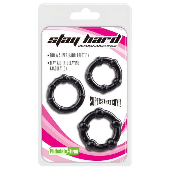 Lonely Stay Hard - set de cockrings - noir (3 pièces)