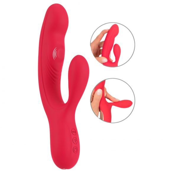 Lapin Sourire Thumping - vibromasseur rechargeable à 3 moteurs (rouge)