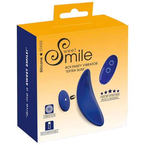 Sourire - vibromasseur culotte extra-fin avec télécommande (bleu)