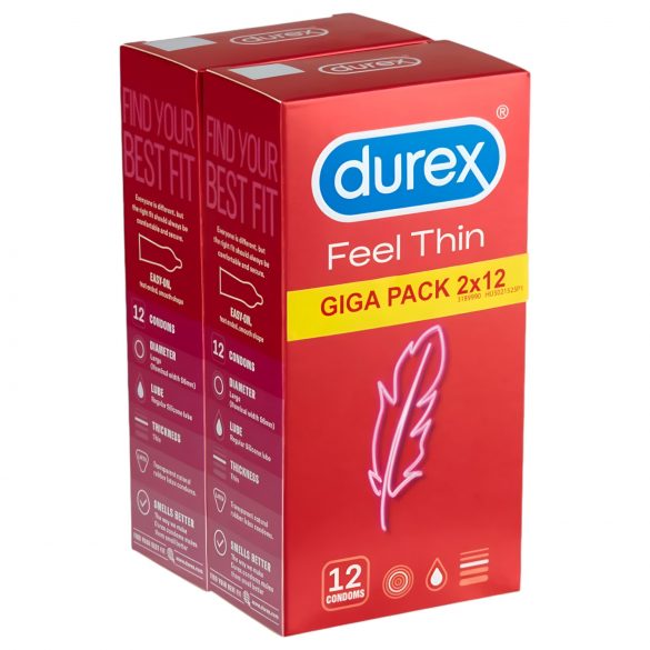 Durex Feel Thin - préservatifs sensation réelle paquet (2x12 pcs)