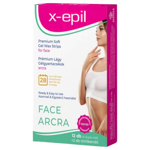 X-Epil - Bandes de cire gel premium prêtes à l'emploi (12 pièces) - visage