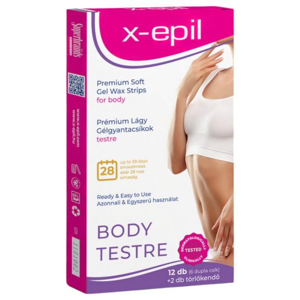 X-Epil - Bandes de cire gel premium prêtes à l'emploi (12 pièces) - pour le corps